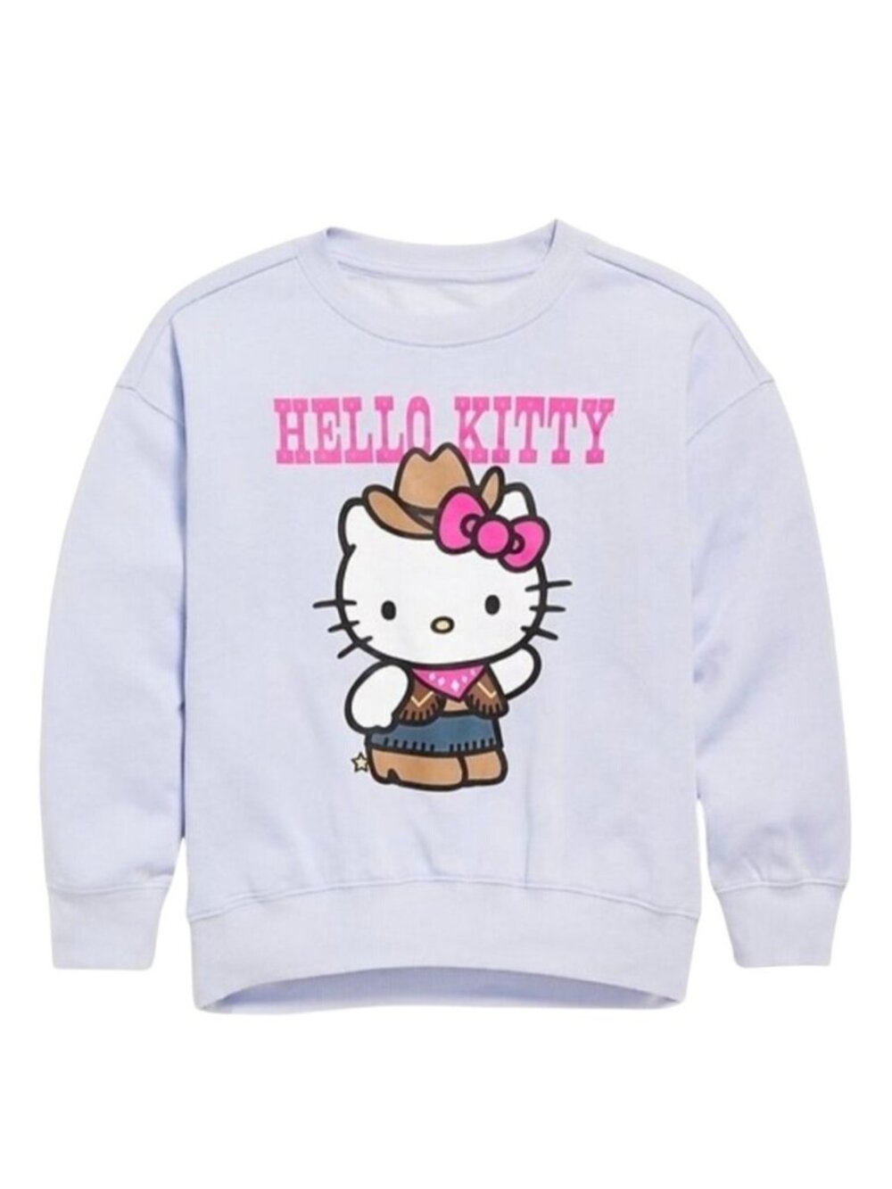 Hello Kitty Girls M Sweatshirt White Pink Oversized Tunic Cowboy Sanrio 2024